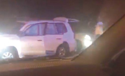 من حادث انقلاب المركبة الرباعية على طريق السناتر﻿