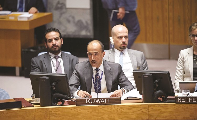 نائب مندوبنا الدائم لدى الأمم المتحدة المستشار بدر المنيخ في جلسة مجلس الأمن حول ليبيا﻿