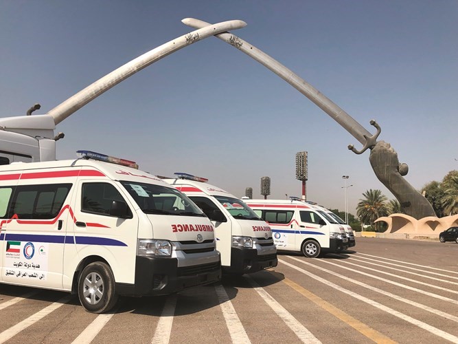 سيارات إسعاف ومعدات طبية بـ 1.8 مليون دولار هدية كويتية للعراق
