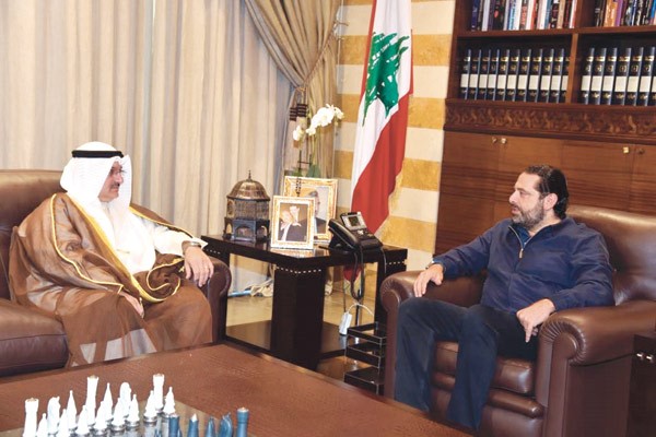 رئيس الوزراء اللبناني المكلف سعد الحريري مستقبلا سفيرنا لدى لبنان عبدالعال القناعي