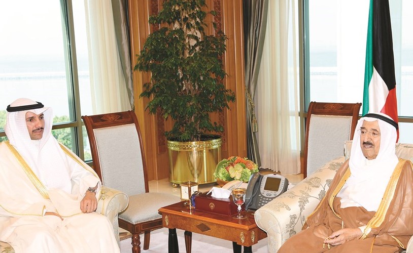 صاحب السمو الأمير الشيخ صباح الأحمد مستقبلا رئيس مجلس الأمة مرزوق الغانم	﻿