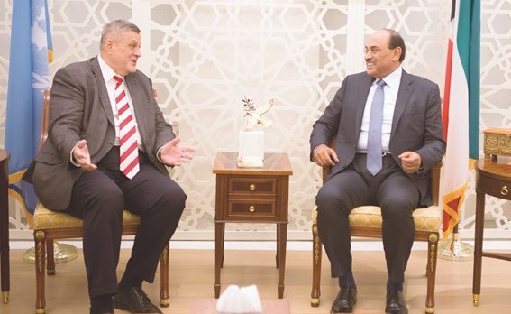 الشيخ صباح الخالد مع الممثل الخاص للأمين العام للأمم المتحدة ورئيس بعثة الأمم المتحدة للمساعدة في العراق (يونامي) يان كوبيتش	﻿
