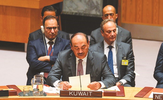 الشيخ صباح الخالد يلقي كلمته خلال اجتماع مجلس الامن حول عدم انتشار اسلحة الدمار الشامل ﻿