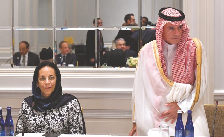 وزير الخارجيـة السعودي عـادل الجبير خلال حضوره قمـة مجلـس التعـاون الخليجي على هامـش اجتمـاع الجمعية العامة للأمم المتحدة	 (رويترز)﻿