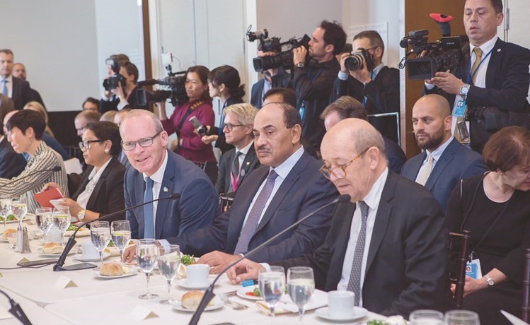 الشيخ صباح الخالد خلال مشاركته في الاجتماع الوزاري لبحث التحديات المستمرة التي تواجهها (اونروا)	﻿