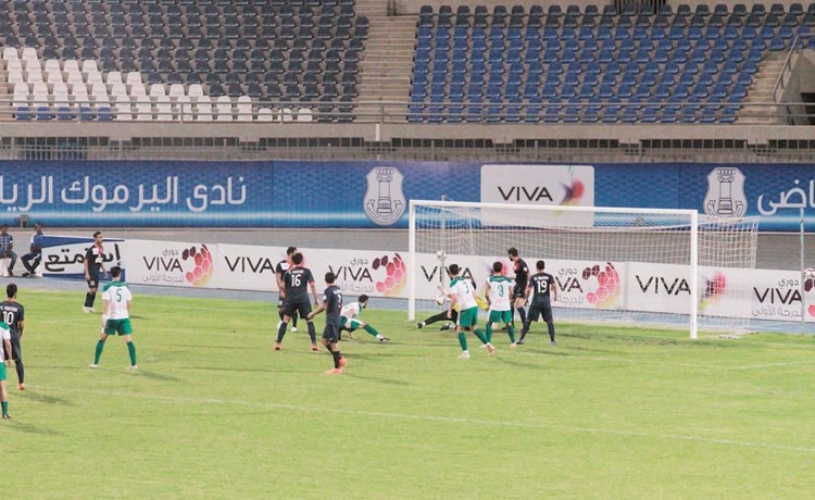 الهدف الأول للعربي  ﻿﻿في مرمى اليرموك  ﻿﻿(موقع النادي العربي)﻿