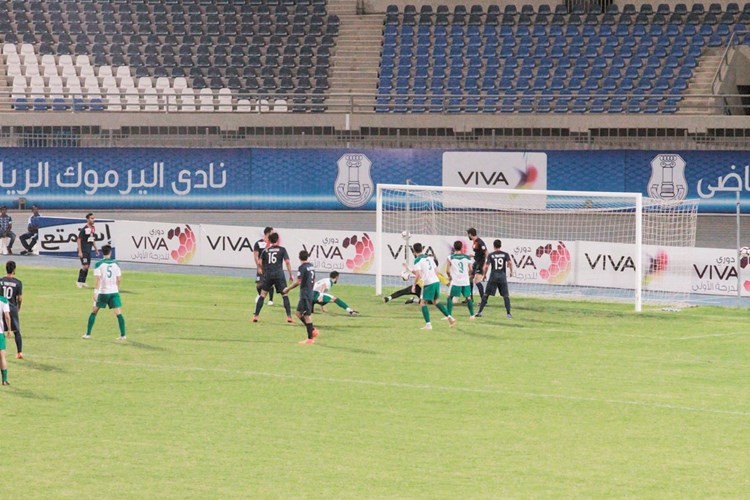 الهدف الأول للعربي  ﻿﻿في مرمى اليرموك  ﻿﻿(موقع النادي العربي)﻿