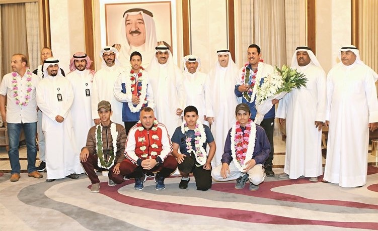 جانب من استقبال أبطال شباب الرماية﻿