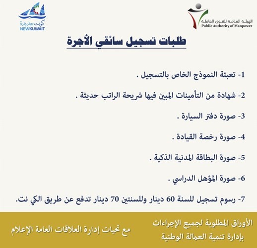 نموذج بإجراءات تسجيل سائقي الأجرة﻿