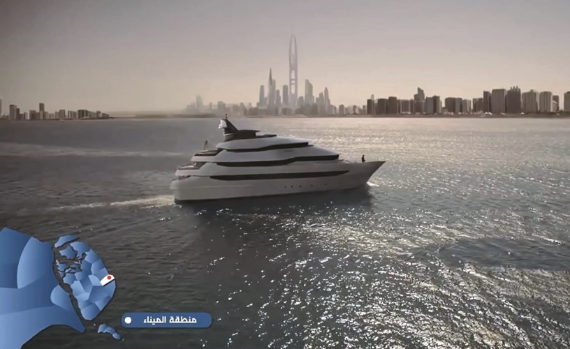 صورة لمخطط منطقة الميناء في جزيرة بوبيان من فيديو لرؤية الكويت 2035﻿