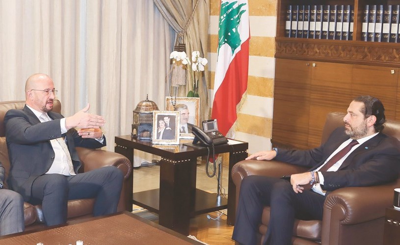 الرئيس المكلف سعد الحريري مستقبلا الرئيس التنفيذي لشركة سيمنز الالمانية في الشرق الاوسط دايتمار سيارسدورفير	(محمود الطويل)﻿