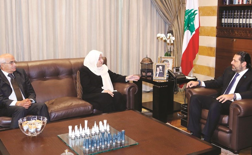 رئيس الحكومة المكلف سعد الحريري مستقبلا اللجنة العليا المنظمة لدورة حسام الدين الحريري برئاسة النائبة بهية الحريري	(محمود الطويل)﻿
