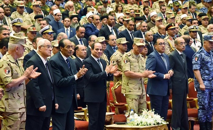 جانب من الندوة الثقافية 29 للقوات المسلحة التي حضرها الرئيس المصري عبد الفتاح السيسي امس﻿