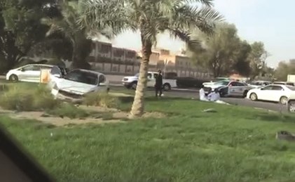 جانب من حادث تصادم في دوار العيون﻿