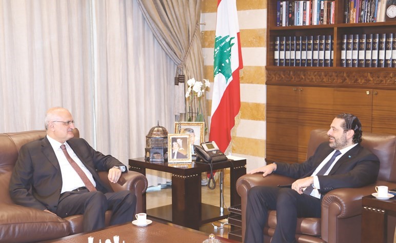 رئيس الحكومة المكلف سعد الحريري مستقبلا وزير المالية علي حسن خليل في بيت الوسط (محمود الطويل)﻿