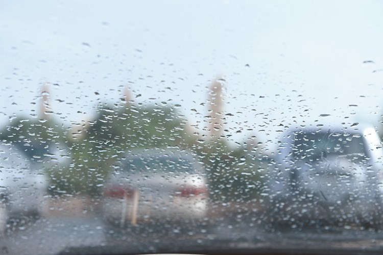 حبات المطر على زجاج إحدى السيارات -(ريليش كومار)﻿