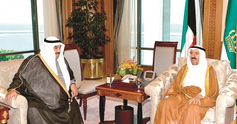  ﻿صاحب السمو الأمير الشيخ صباح الأحمد مستقبلا سمو الشيخ ناصر المحمد ﻿