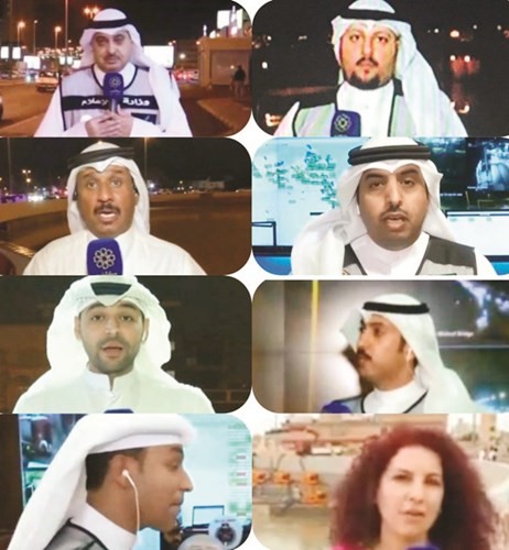 صورة مجمعة لبعض مراسلي تلفزيون الكويت في أماكن متعددة﻿