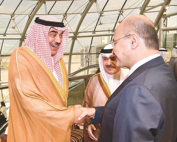 الشيخ صباح الخالد في استقبال الرئيس العراقي﻿