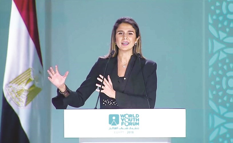 سارة أبوشعر متحدثة خلال منتدى شباب العالم﻿