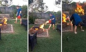 بالفيديو.. شخص يضرم النار في حديقته بالخطأ
