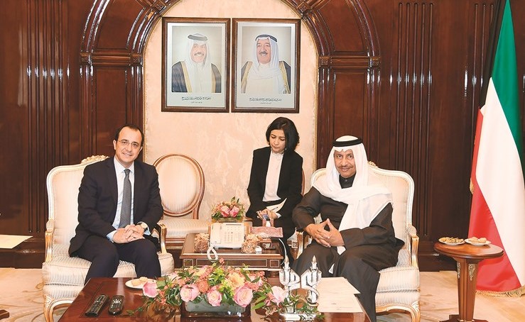 سمو الشيخ جابر المبارك مستقبلا وزير خارجية قبرص نيكوس خريستو دوليديس ﻿