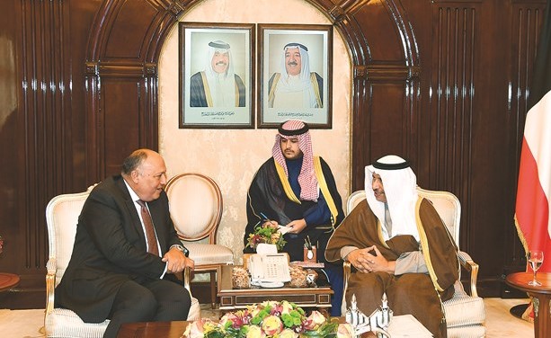 سمو رئيس مجلس الوزراء خلال استقباله سامح شكري ﻿