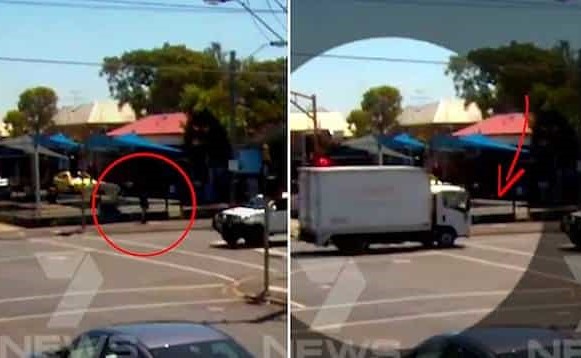 بالفيديو.. رجل يختفي في الهواء قبل انفجار شاحنة غاز بلحظات يثير الدهشة