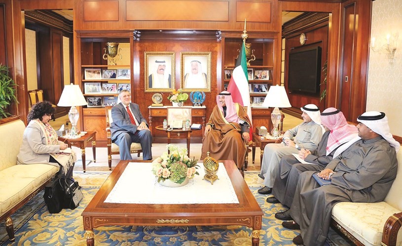 الشيخ صباح الخالد مستقبلا الممثل الخاص للأمين العام للأمم المتحدة في العراق يان كوبيتش﻿