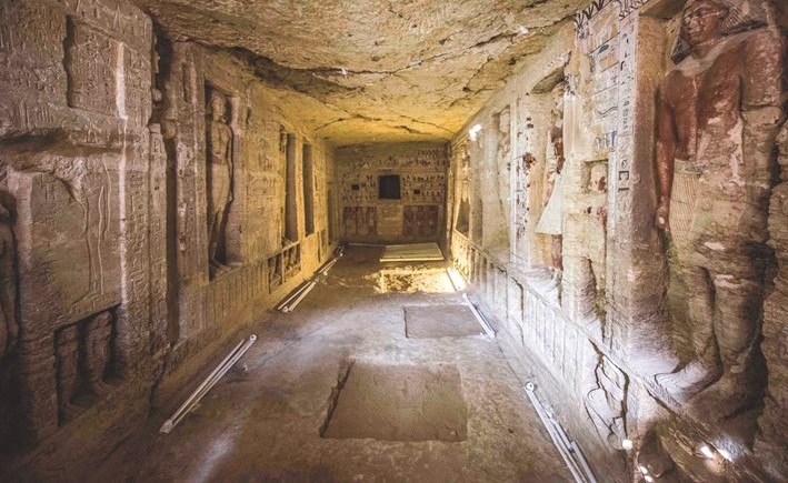 منظر عام للمقبرة التي تم اكتشافها في سقارة (أ.ف.پ)﻿