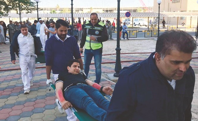 تنفيذ تمرين إخلاء وهمي بسكن الطلبة الجديد بلوك رقم 4 بموقع الجامعة بالشويخ