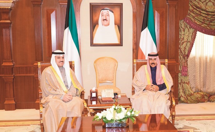 سمو ولي العهد الشيخ نواف الأحمد مستقبلا د.محمد الهاشل﻿