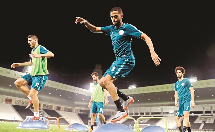 جانب من تدريبات منتخب قطر استعدادا لودية الأردن﻿