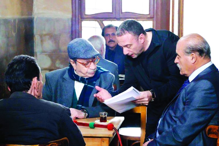  الخطيب مع دريد لحام اثناء تصوير فيلم «دمشق حلب»