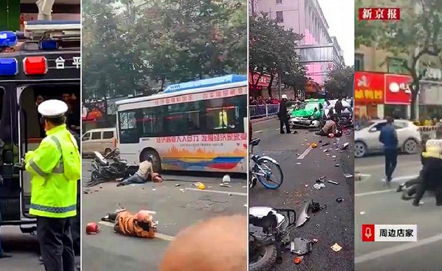 شاهد..صيني يسطو على حافلة ويقتل 8 أشخاص ويجرح 21 آخرين
