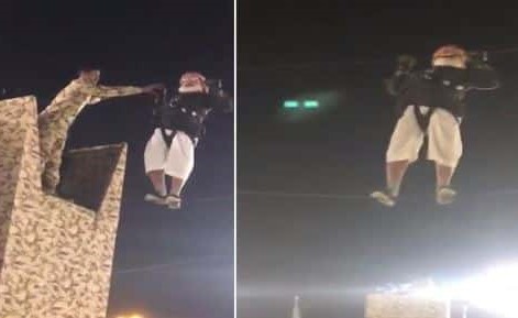 فيديو يحبس الأنفاس لـ مسن يفاجىء زوار الجنادرية ويعبر على حبل مرتفع