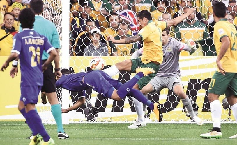 رأسية حسين فاضل في مرمى أستراليا في آخر مشاركة للأزرق بكأس آسيا 2015﻿