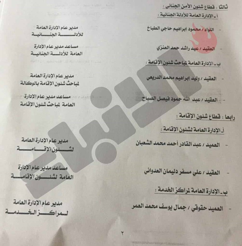 الانباء تنشر قرارات التعيينات في قطاعات الداخلية