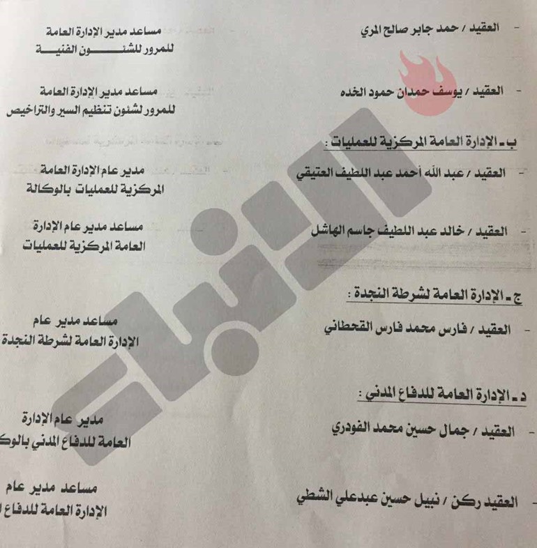 الانباء تنشر قرارات التعيينات في قطاعات الداخلية