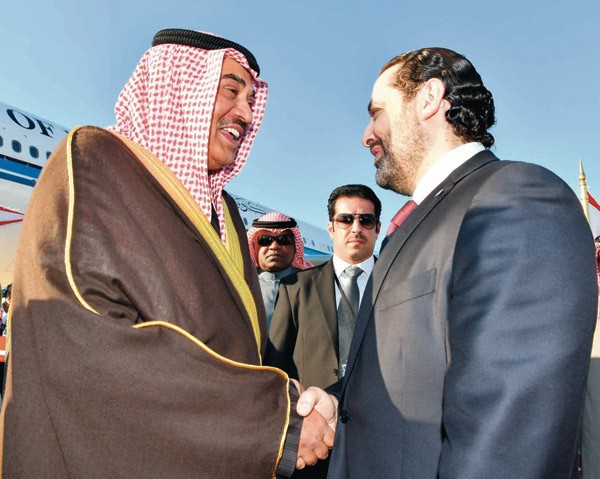 ممثل صاحب السمو الامير الشيخ صباح الاحمد نائب رئيس الوزراء ووزير الخارجية الشيخ صباح الخالد وفي استقباله رئيس الحكومة المكلف سعد الحريري