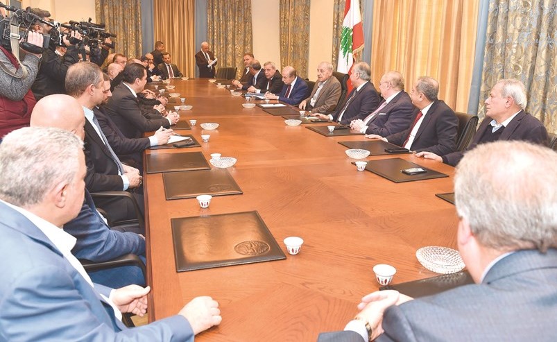 رئيس مجلس النواب نبيه بري خلال لقاء الأربعاء النيابي في عين التينة 	(محمود الطويل)﻿