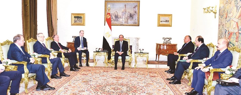 الرئيس عبد الفتاح السيسي مستقبلا نيكولاي باتروشيفسكرتير مجلس الأمن الروسي﻿