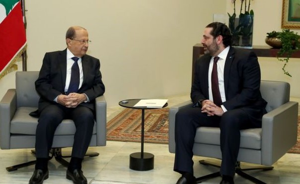 الرئيس اللبناني ميشال عون ورئيس الوزراء سعد الحريري 
