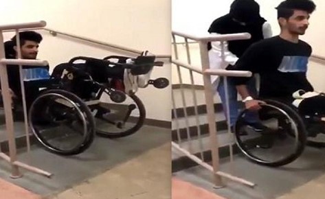 فيديو لممرضة سعودية تساعد مُقعداً على صعود الدرج بكلمات مُحفزة ينال إعجاب رواد التواصل