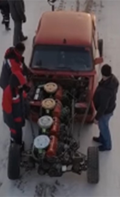 بالفيديو.. سيارة بـ4 محركات في روسيا