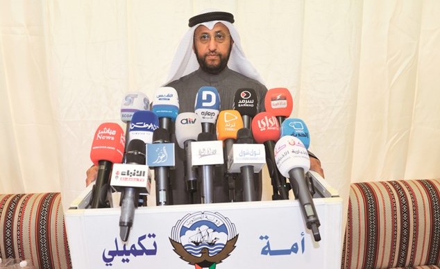 عمار العجمي متحدثا بعد ترشحه	(محمد هنداوي)﻿