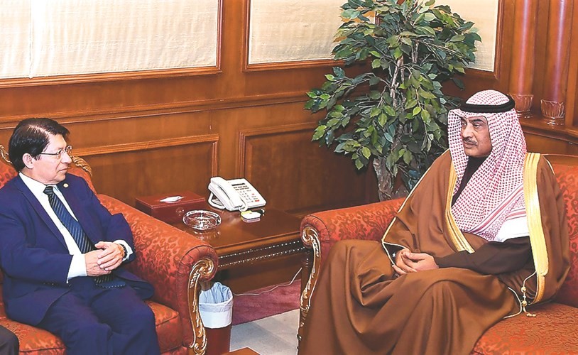 الشيخ صباح الخالد لدى استقباله وزير العلاقات الخارجية بجمهورية نيكاراغوا دنيس مونكادا ﻿