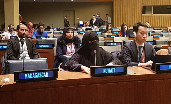 د.أماني الطبطبائي خلال ترؤسها وفد الكويت في لجنة التنمية الاجتماعية 