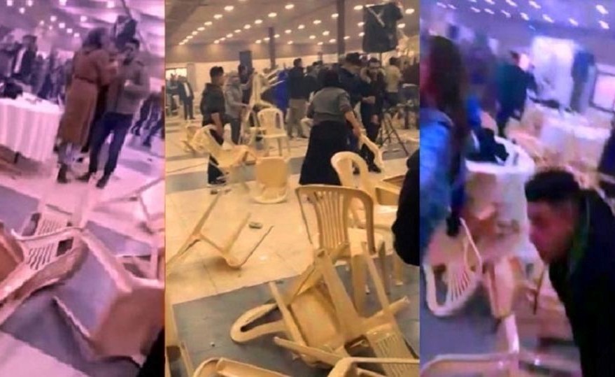 بالفيديو.. شاهد جنون التكسير الجماعي في حفل خطوبة تحول لمعركة في لبنان