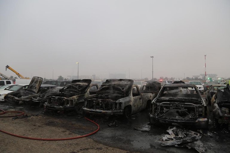 إخماد حريق 15 مركبة في كراج حجز المركبات التابع لـ"الداخلية" في الفروانية